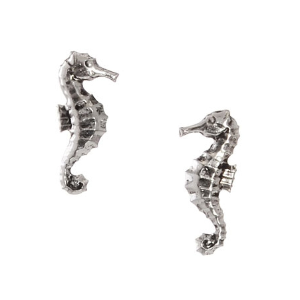 NEW Seahorse Earrings in Antique Silver Stud Post Jewelry Nautical